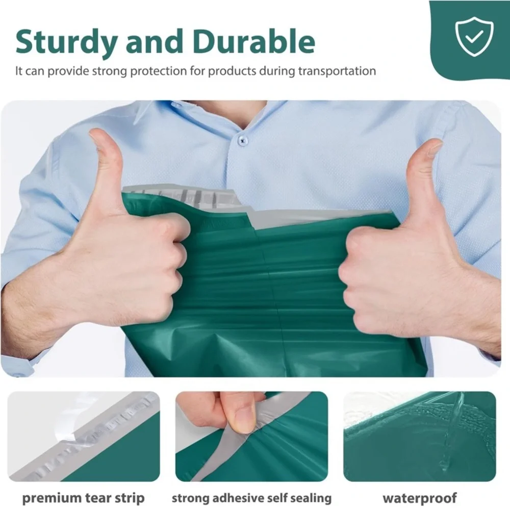 20 - 12” x 15.5” Forest Green Poly Bags